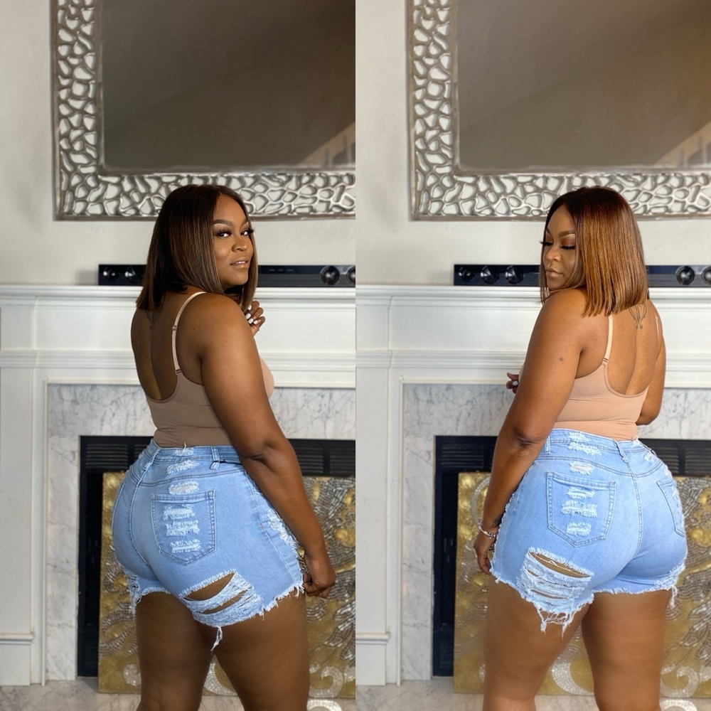 Distressed Denim Shorts